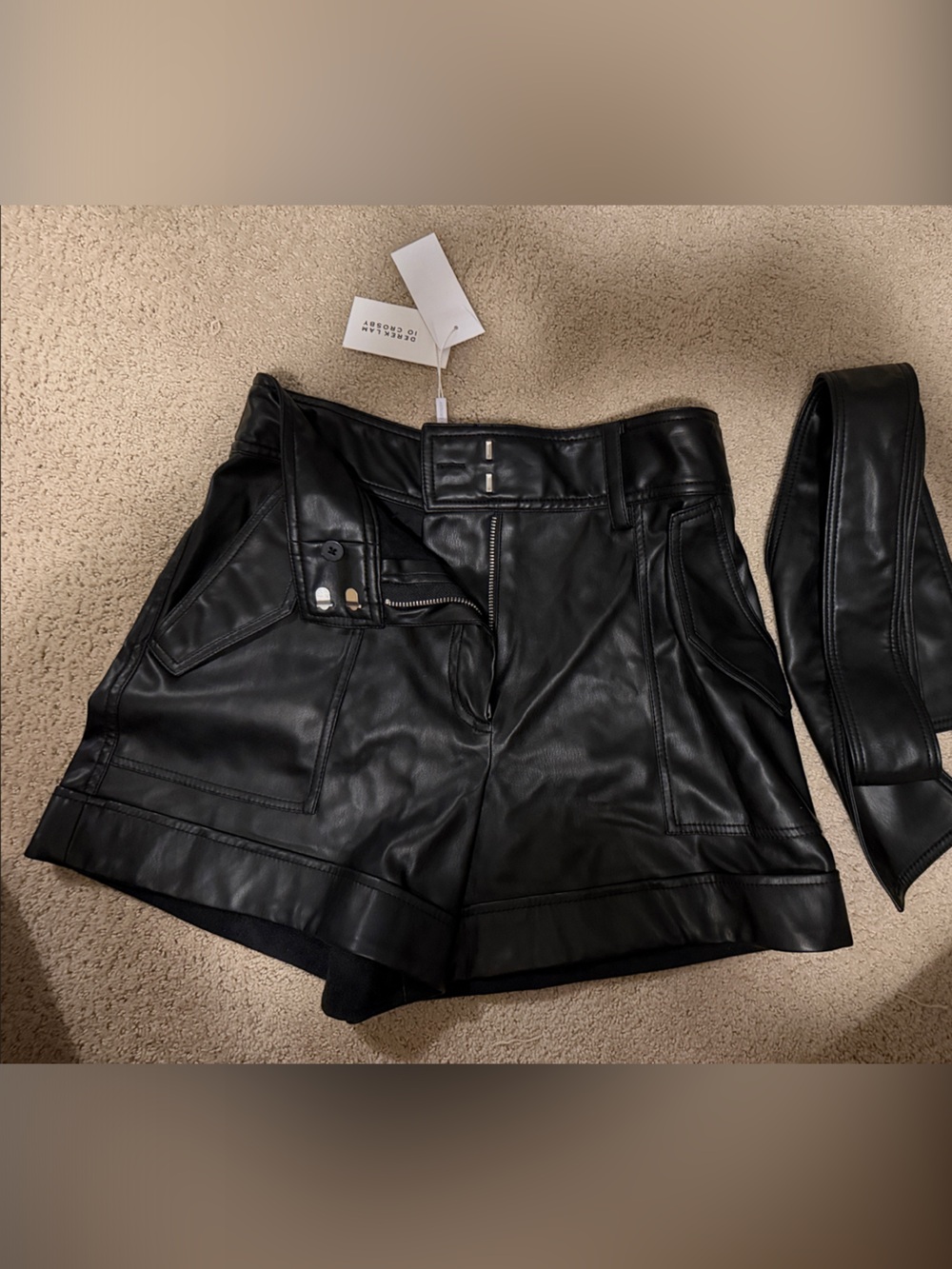 Derek Lam 10 Crosby faux leather tie-waist shorts